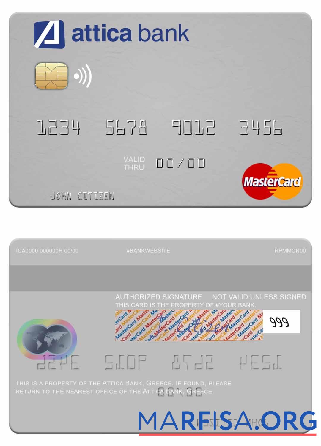 Realistic Greece Attica Bank mastercard example